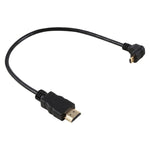 كابل محول HDMI 4K ذكر إلى Micro HDMI بزاوية إيجابية، 30 سم، موصل مطلي بالذهب، 30 سم زاوية إيجابية