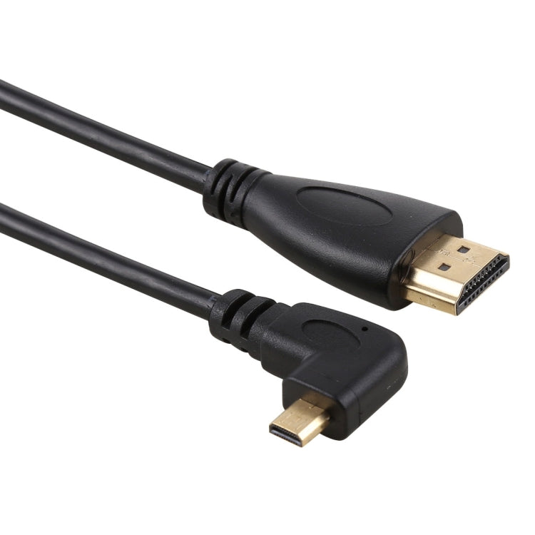 كابل محول HDMI 4K ذكر إلى Micro HDMI بزاوية يمينية، 50 سم، موصل مطلي بالذهب، 50 سم زاوية يمينية