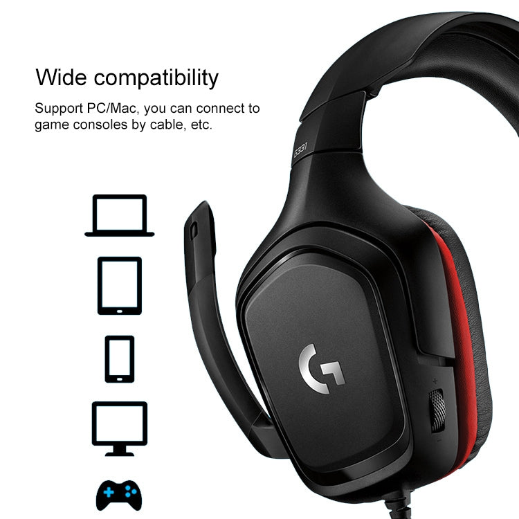 Logitech G331 Dolby 7.1 Surround Sound Stereo Folding Noise Reduction Competition Gaming Headset, G331