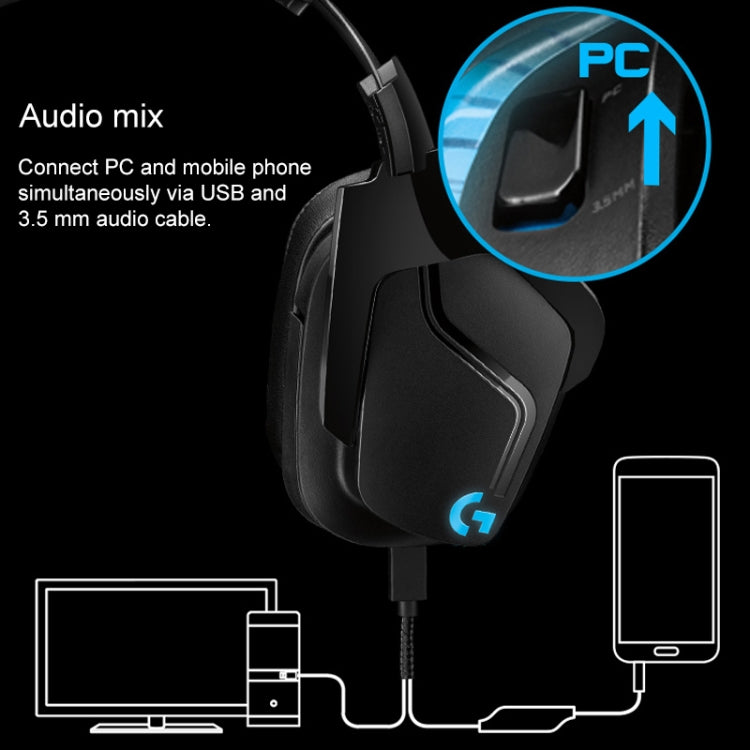 Logitech G633S Dolby 7.1 Surround Sound Stereo Colorful Lighting Noise Reduction Competition Gaming Wired Headset, G633S