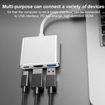 محول V125 UCB-C / Type-C ذكر إلى PD + HDMI + USB 3.0 أنثى 3 في 1، 3 في 1