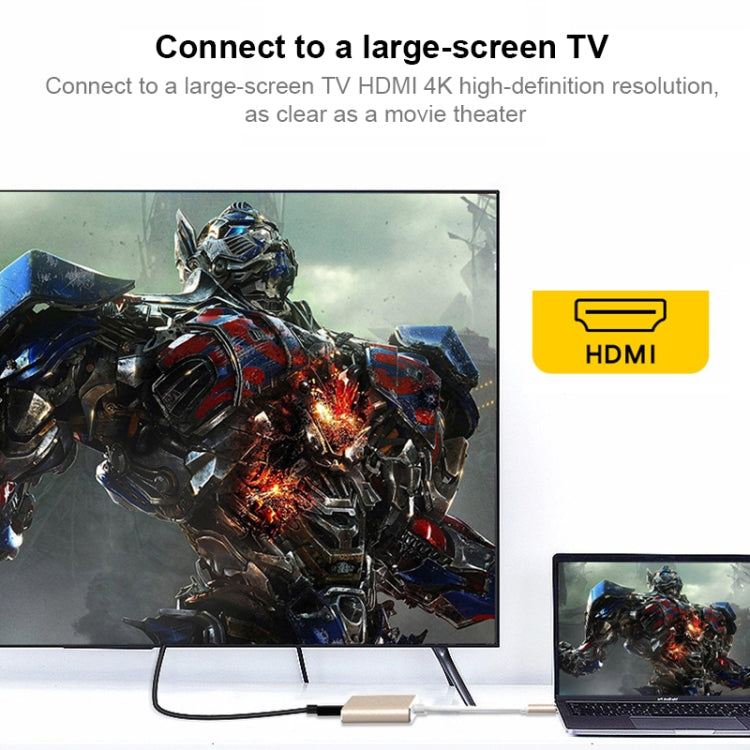 محول V125 UCB-C / Type-C ذكر إلى PD + HDMI + USB 3.0 أنثى 3 في 1، 3 في 1