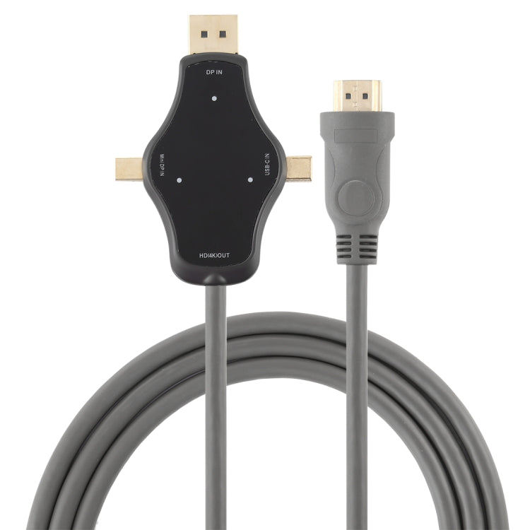 كابل محول فيديو D65A بطول 1.8 متر من DisplayPort و Mini DP و USB-C / تايب-سي إلى HDMI بدقة 4K، D65A