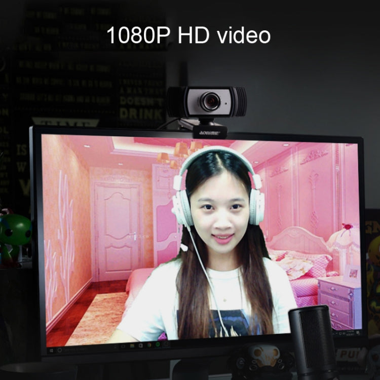 كاميرا ويب Aoni C33 بجودة FHD 1080p للبث المباشر والمؤتمرات والتعليم مع ميكروفون، توصيل وتشغيل بدون برامج، C33