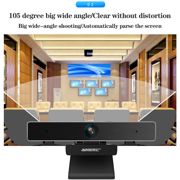 كاميرا ويب aoni C90 بدقة 1080p HD ذكية للأعمال مع ميكروفون، C90