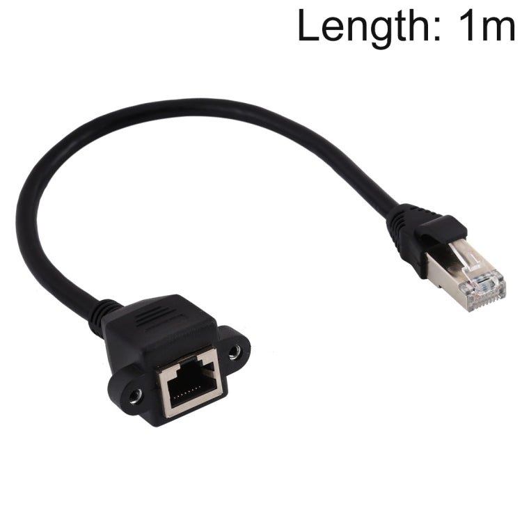 كابل تمديد قفل برغي RJ45 أنثى إلى ذكر CAT6E لتركيب اللوحة، الطول: 1م