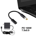 كابل محول PD 100W 18.5-20V 7.9 × 0.9 مم إلى USB-C / Type-C نايلون مضفر