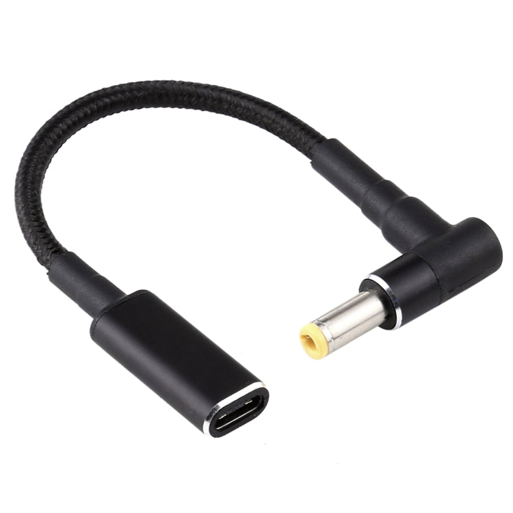 كابل محول PD 100W 18.5-20V 5.5 × 2.5 مم زاوية إلى USB-C / Type-C نايلون مضفر، 5.5 × 2.5 مم