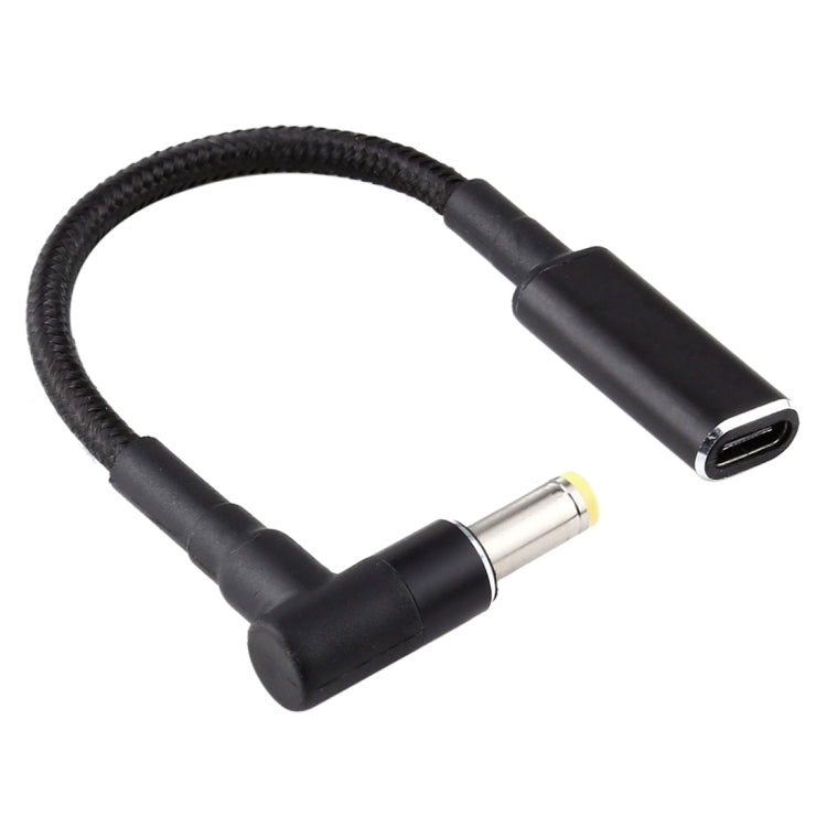 كابل محول PD 100W 18.5-20V 5.5 × 2.5 مم زاوية إلى USB-C / Type-C نايلون مضفر، 5.5 × 2.5 مم