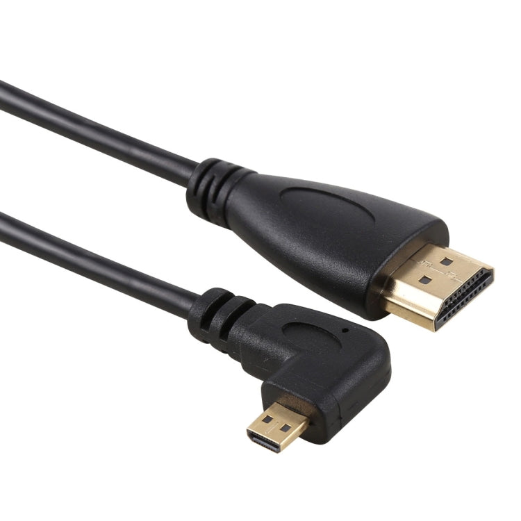 كابل محول HDMI 4K ذكر إلى Micro HDMI بزاوية يسار مطلية بالذهب بطول 50سم، 50سم زاوية يسار