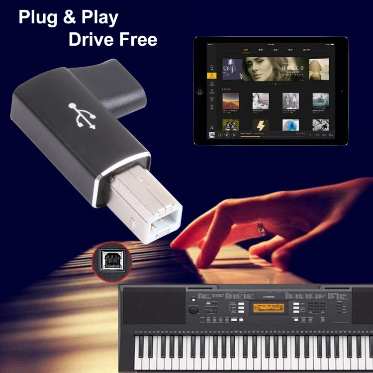 محول USB-C / نوع C أنثى إلى USB 2.0 B MIDI ذكر للأجهزة الإلكترونية / الطابعة / الماسح الضوئي / البيانو