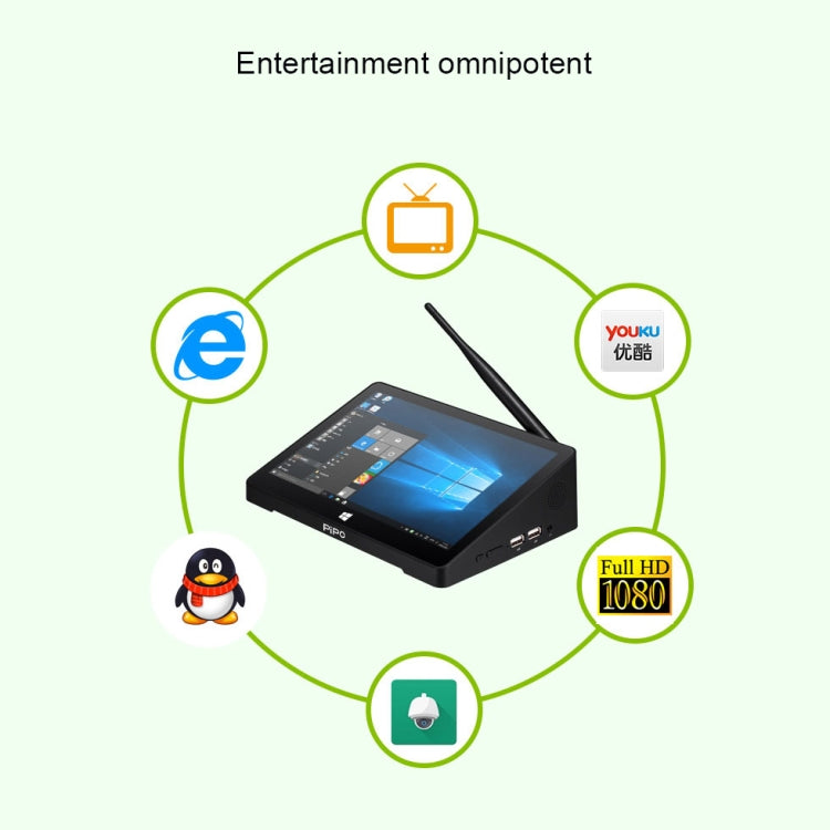 PiPo X8 Pro TV Box Style Mini PC, 4GB + 64GB, 7 inch Windows 10, Intel Celeron N4020 Dual Core, Support TF Card / Bluetooth / WiFi / LAN / HDMI, US/EU Plug, X8 Pro