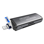 قرص فلاش USB 2 في 1 + قارئ بطاقة ذاكرة OTG بواجهات USB و 8 دبابيس لنظام IOS للهاتف المحمول / الكمبيوتر 118