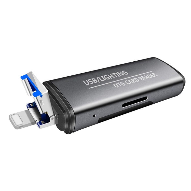 قرص فلاش USB 2 في 1 + قارئ بطاقة ذاكرة OTG بواجهات USB و 8 دبابيس لنظام IOS للهاتف المحمول / الكمبيوتر 118