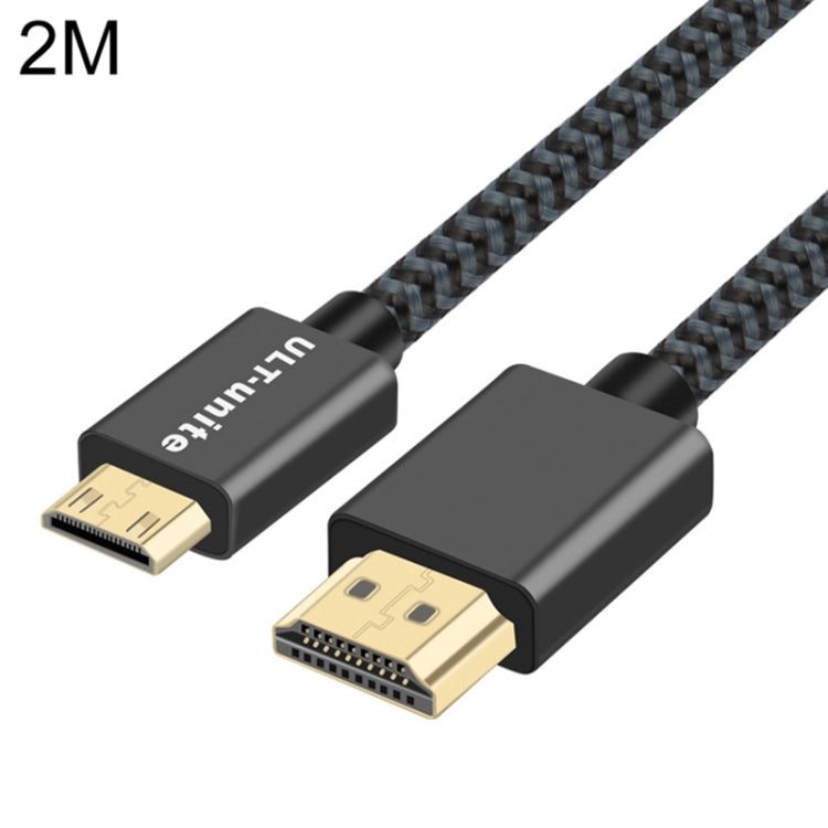 كابل HDMI 2.0 ذكر إلى Mini HDMI ذكر مطلي بالذهب من ULT-unite، كابل مضفر من النايلون، الطول: 2 متر