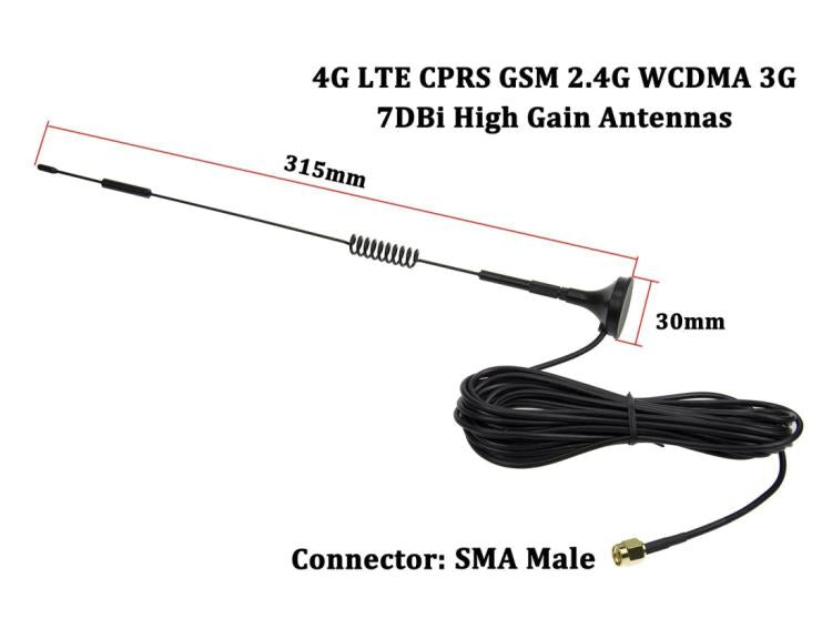 موصل SMA ذكر 7dBi عالي الكسب لهوائي استقبال شبكة 4G LTE CPRS GSM 2.4G WCDMA 3G، 7dBi SMA 4G