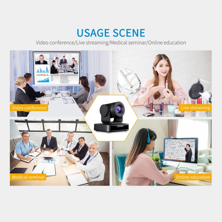 كاميرا مؤتمرات فيديو FEELWORLD USB10X بتكبير بصري 10X ودقة 1080p USB PTZ، قابس الاتحاد الأوروبي والولايات المتحدة، USB10X