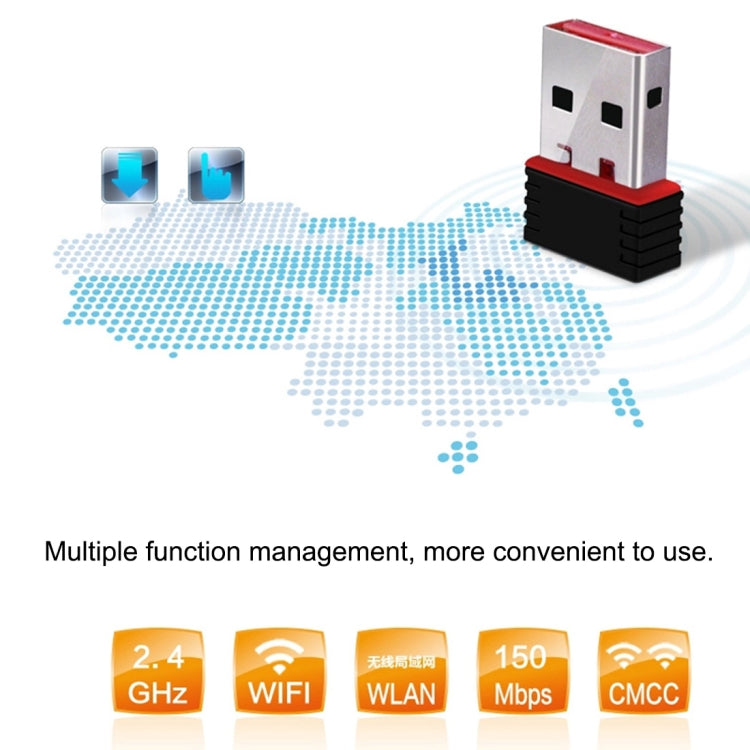 محول واي فاي USB 2.0 بسرعة 150Mbps بتردد 2.4GHz RTL8188 بطاقة شبكة خارجية