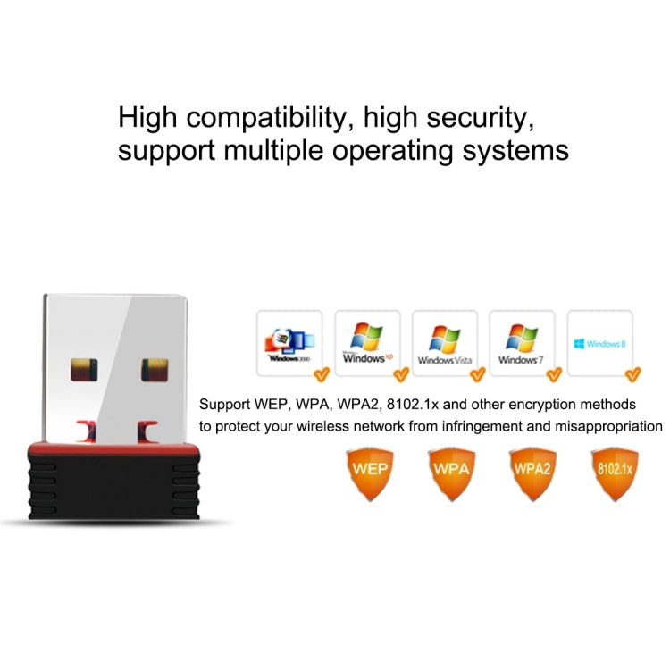 محول واي فاي USB 2.0 بسرعة 150Mbps بتردد 2.4GHz RTL8188 بطاقة شبكة خارجية