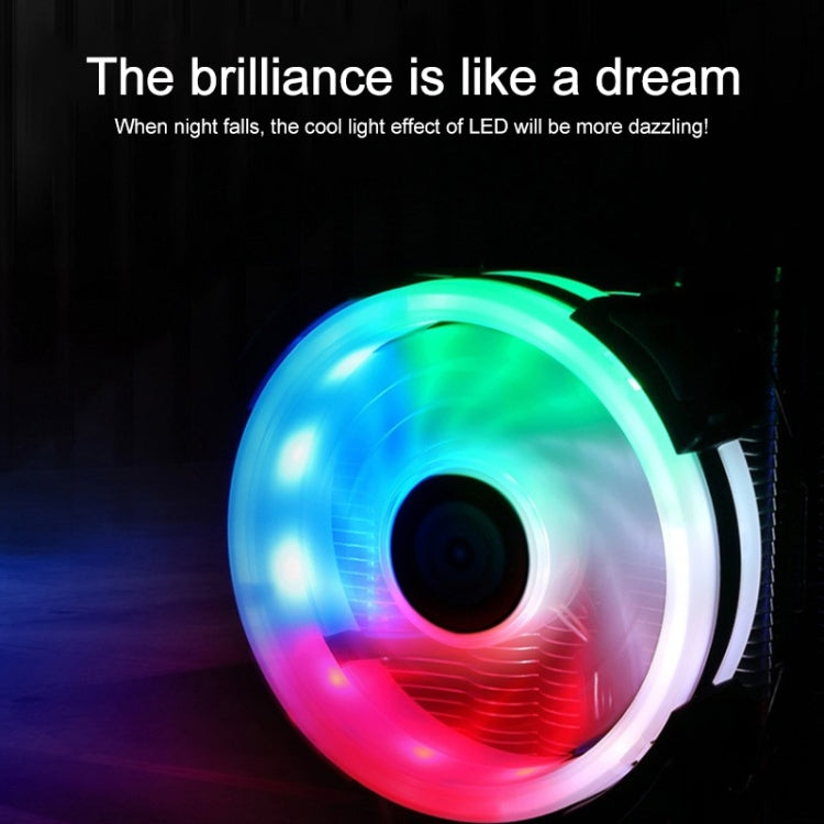 مروحة تبريد CPU W-X3 بمواسير نحاسية مزدوجة 3 دبابيس بطول 9 سم مع إضاءة LED صامتة