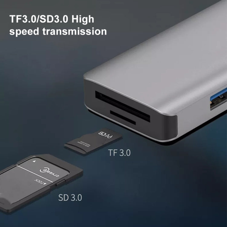 محول NK-3049HD 6 في 1 USB ذكر إلى فتحة بطاقة MS / TF + USB 3.0 + 3 منافذ USB 2.0 أنثى، NK-3049HD