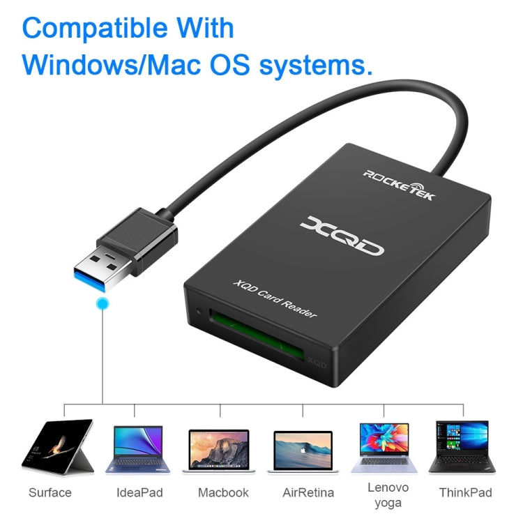 قارئ بطاقات Rocketek CR311 USB3.0 إلى XQD، USB3.0