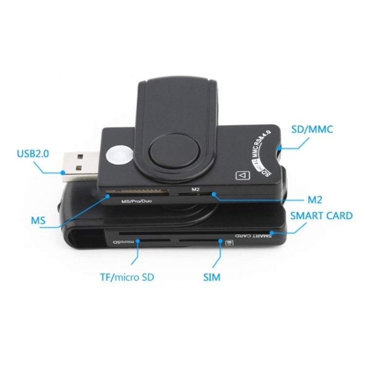 قارئ بطاقات ذكي Rocketek SCR10 USB2.0 لبطاقات Smart Card / SD / TF / M2 / MS / SIM، SCR10
