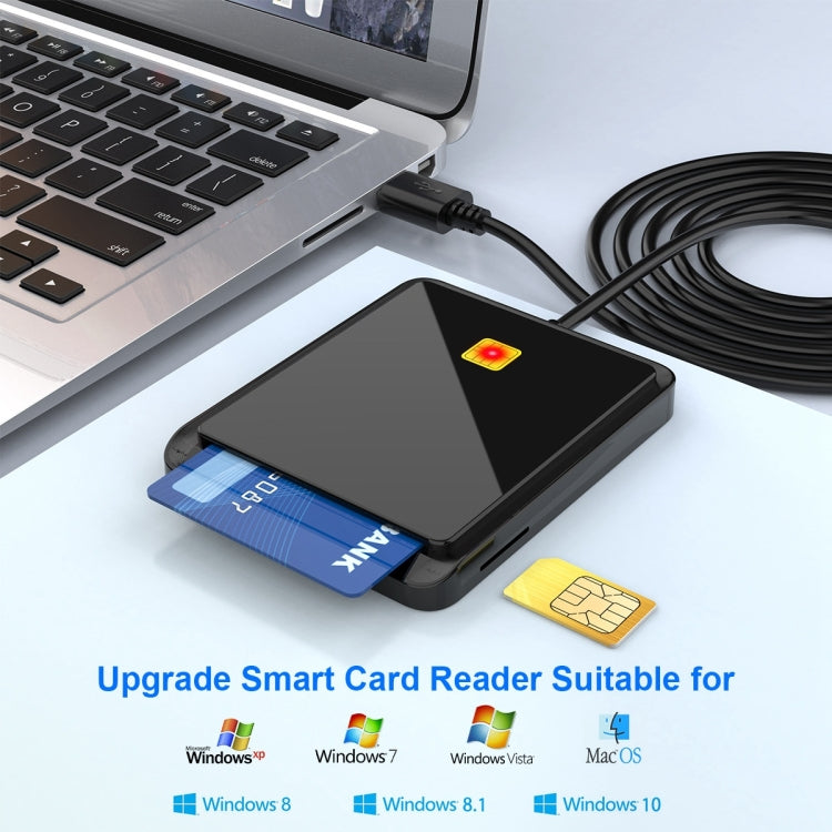 قارئ بطاقات Rocketek CR317 USB 2.0 لبطاقات SIM / ID / CAC ذكي 2 في 1