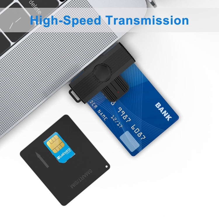 قارئ بطاقات ذكي Rocketek CR318-C من نوع Type-C لبطاقات Smart Card / SIM / ID / CAC، Type-C