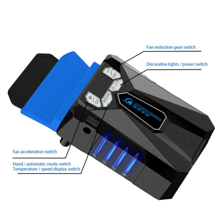 مروحة تبريد محمولة للابتوب Ice Troll 5 COOLCOLD، مبرد هواء قابل لتعديل السرعة، أداء عالي، تحكم AC 220V (أسود)