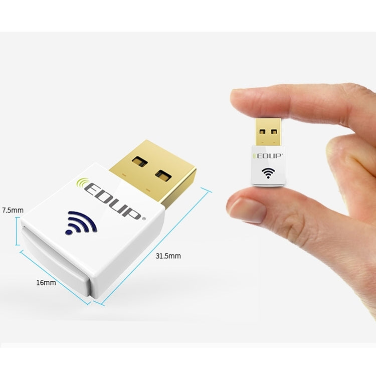 بطاقة شبكة واي فاي لاسلكية صغيرة EDUP EP-AC1619 USB بسرعة 600Mbps بتردد 2.4G / 5.8Ghz مزدوج النطاق 150M+433M للكمبيوتر المحمول / اللابتوب / الكمبيوتر، EP-AC1619 600Mbps (أبيض)، EP-AC1619 600Mbps (أسود)