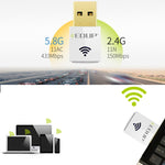 بطاقة شبكة واي فاي لاسلكية صغيرة EDUP EP-AC1619 USB بسرعة 600Mbps بتردد 2.4G / 5.8Ghz مزدوج النطاق 150M+433M للكمبيوتر المحمول / اللابتوب / الكمبيوتر، EP-AC1619 600Mbps (أبيض)، EP-AC1619 600Mbps (أسود)
