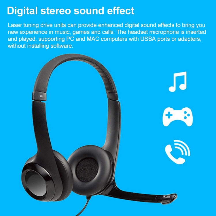 Logitech H390 USB Wired Headset Stereo Headphones with Noise-Cancelling Microphone