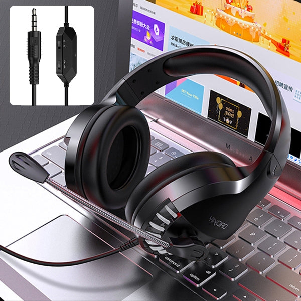 YINDIAO Q2 Head-mounted Wired Gaming Headset with Microphone, Version: Single 3.5mm, Q2 Single 3.5mm(Black)