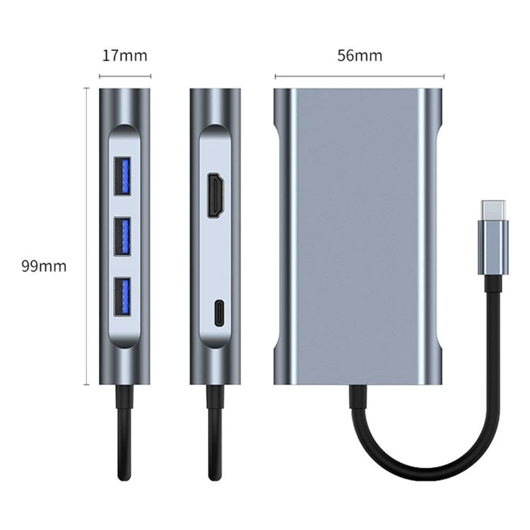 محول محطة إرساء USB BYL-2111 7 في 1 USB-C / Type-C إلى USB، BYL-2111