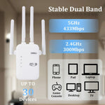مكرر إشارة واي فاي ثنائي النطاق 2.4G/5G بسرعة 1200Mbps ZX-R08 مضخم إشارة راوتر خارجي WISP، قابس أمريكي، 1200Mbps