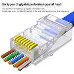 100 قطعة / عبوة موصل RJ45 كابل Cat5e غير محمي مع تمرير مباشر، ذهبي: 3 ميكرون، Cat5e غير محمي مع تمرير مباشر