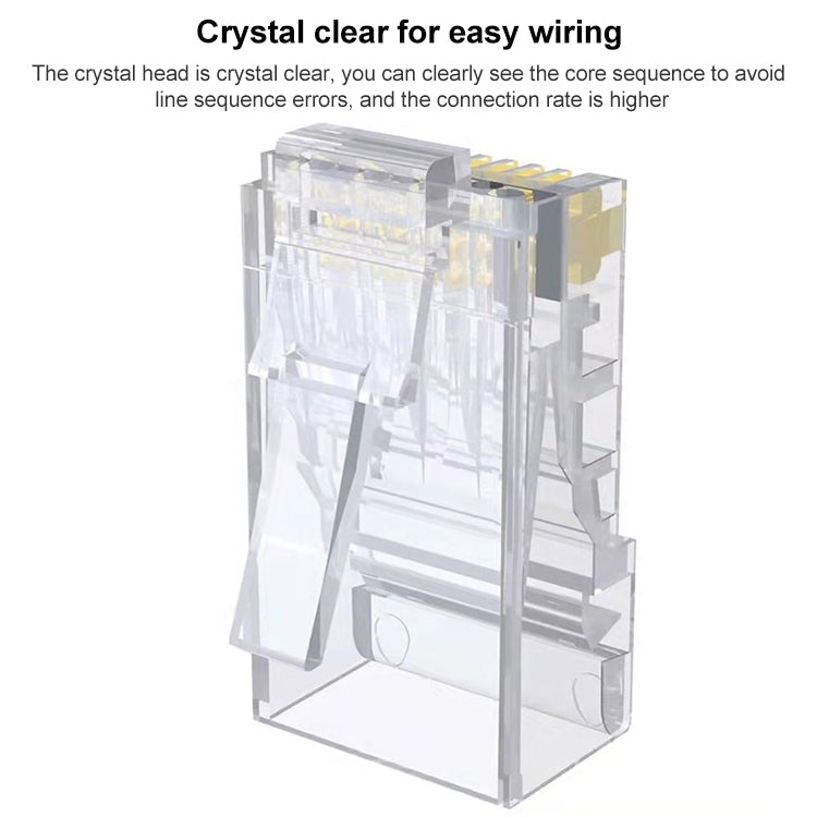 100 قطعة / عبوة موصل RJ45 كابل Cat5e غير محمي مع تمرير مباشر، ذهبي: 3 ميكرون، Cat5e غير محمي مع تمرير مباشر