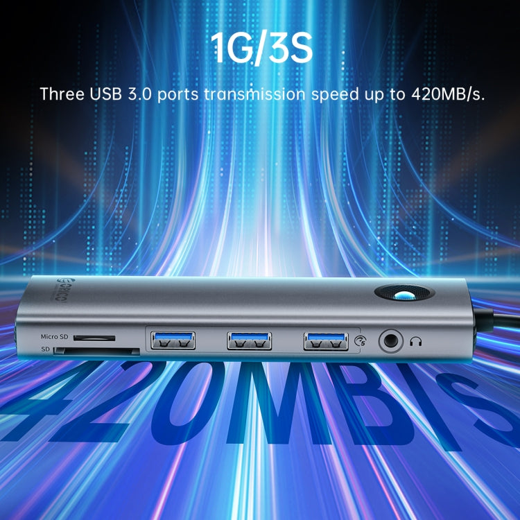 محطة إرساء متعددة الوظائف ORICO PW11-8PC من Type-C / USB-C 8 في 1 بسرعة 5 جيجابت في الثانية، PW11-8PC