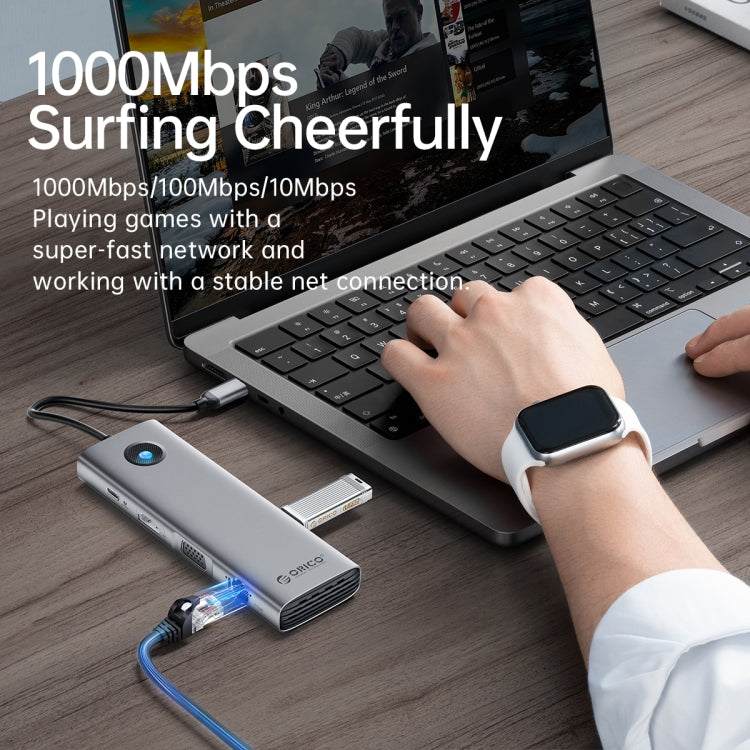 محطة إرساء متعددة الوظائف ORICO PW11-8PC من Type-C / USB-C 8 في 1 بسرعة 5 جيجابت في الثانية، PW11-8PC