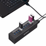 موزع USB 3.0 عالي السرعة من ORICO A3H10 من الألمنيوم مع 10 منافذ ومحول طاقة لأجهزة اللابتوب، 10 منافذ (فضي)، 10 منافذ (أسود)