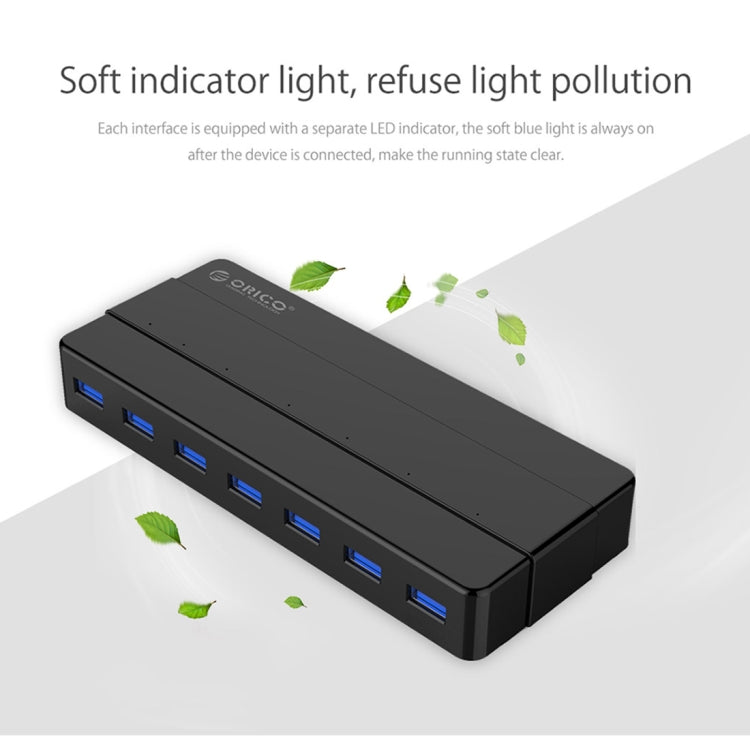 موزع USB 3.0 من ORICO H7928-U3 من مادة ABS مع 7 منافذ وكابل بطول 1 متر، USB 3.0