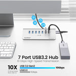 موزع USB 3.2 Gen2 من ORICO M3U7-G2 من سبيكة الألمنيوم مع 7 منافذ وكابل بطول 1 متر، M3U7-G2 1m