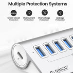 موزع USB 3.2 Gen2 من ORICO M3U7-G2 من سبيكة الألمنيوم مع 7 منافذ وكابل بطول 1 متر، M3U7-G2 1m