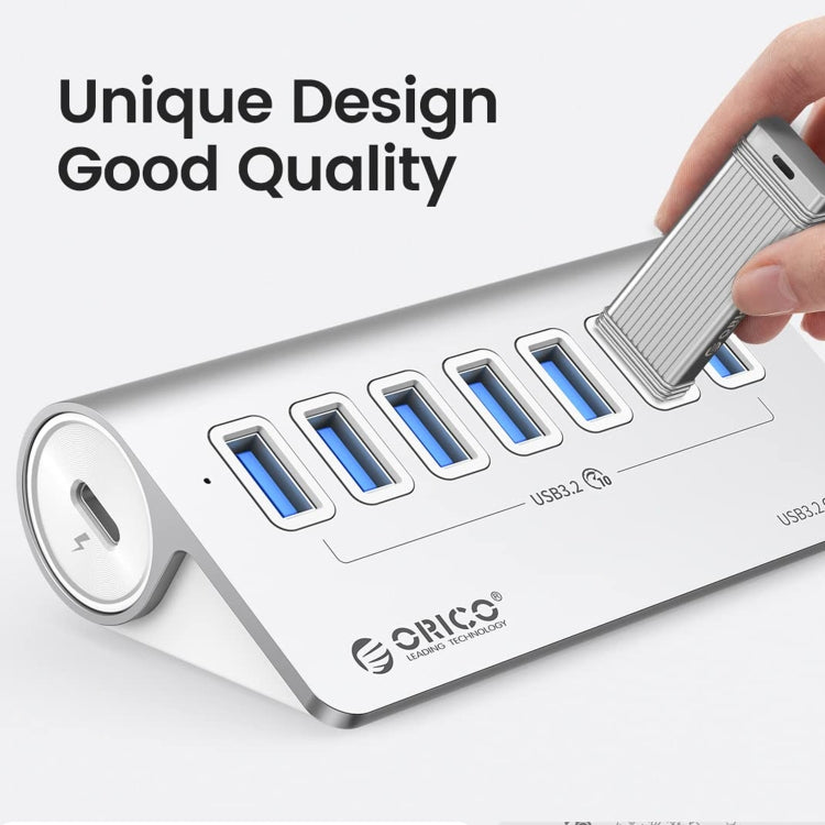 موزع USB 3.2 Gen2 من ORICO M3U7-G2 من سبيكة الألمنيوم مع 7 منافذ وكابل بطول 1 متر، M3U7-G2 1m
