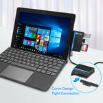 موزع واجهات ROCKETEK RT-SGO727 USB 3.0 + USB 2.0 + Micro USB لجهاز Microsoft Surface Go، مع فتحتي بطاقة TF وSD، RT-SGO727