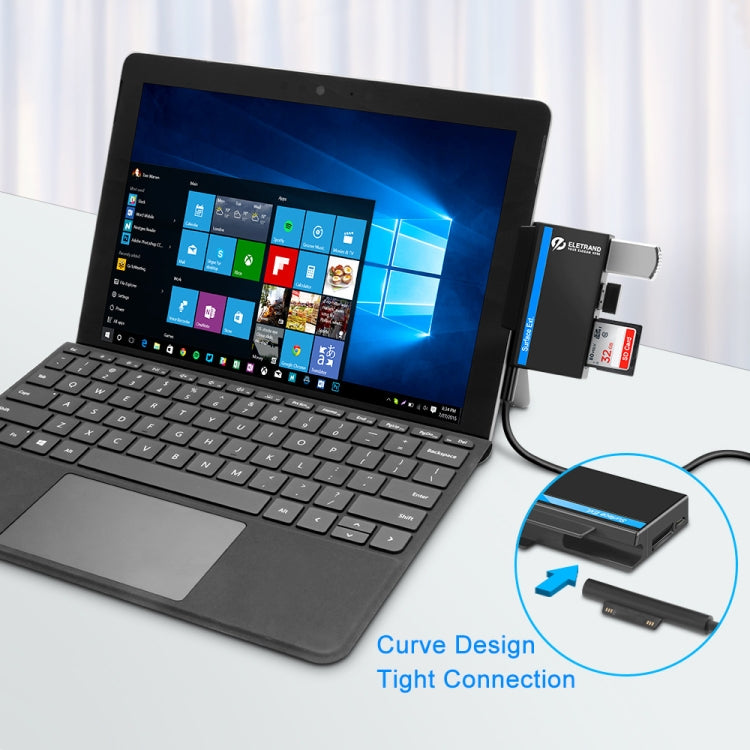 موزع واجهات ROCKETEK RT-SGO727 USB 3.0 + USB 2.0 + Micro USB لجهاز Microsoft Surface Go، مع فتحتي بطاقة TF وSD، RT-SGO727