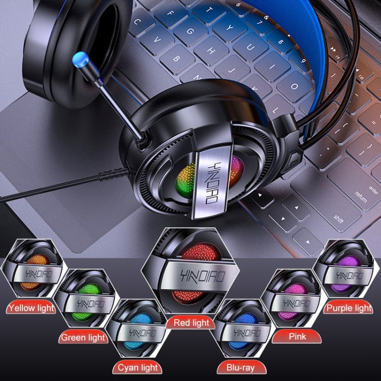 YINDIAO Q3 USB Wired E-sports Gaming Headset with Mic & RGB Light, Cable Length: 1.67m, USB