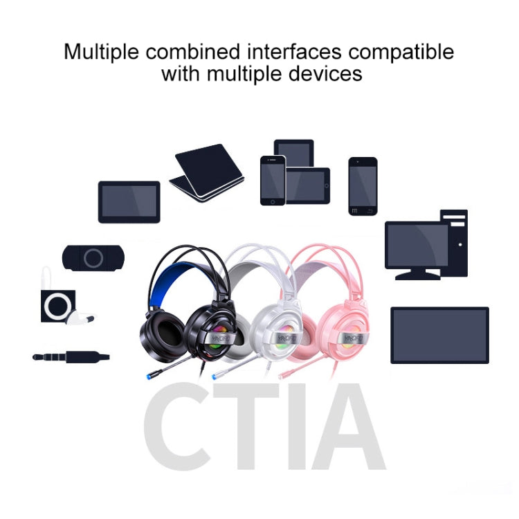 YINDIAO Q3 USB Wired E-sports Gaming Headset with Mic & RGB Light, Cable Length: 1.67m, USB