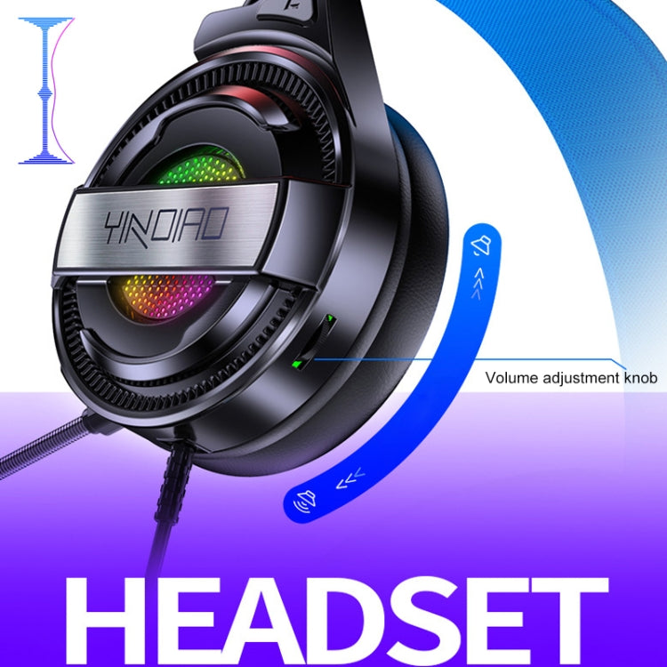 YINDIAO Q3 USB Wired E-sports Gaming Headset with Mic & RGB Light, Cable Length: 1.67m, USB